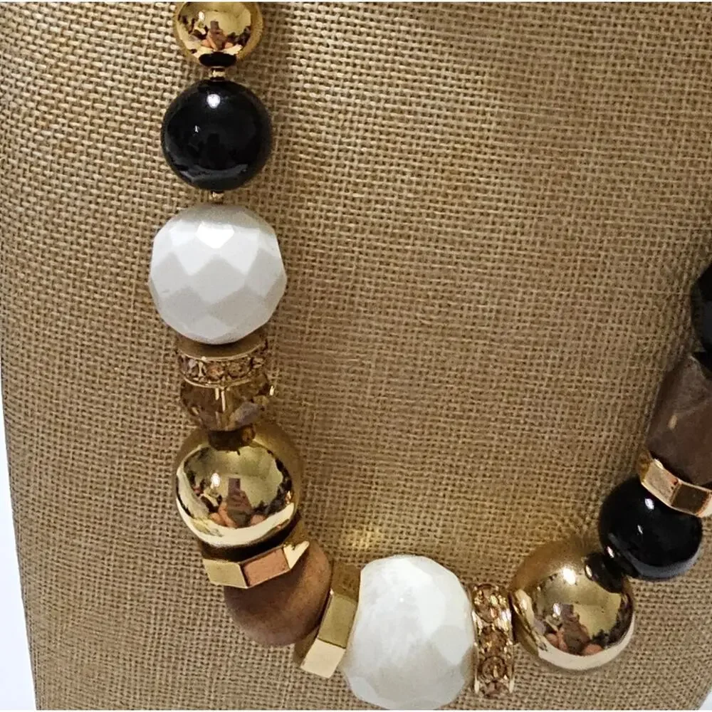 Kate Spade Chunky Beaded Neutral Statement Necklace‎
